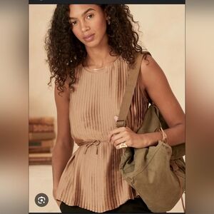 Banana Republic Pleated Tan Top